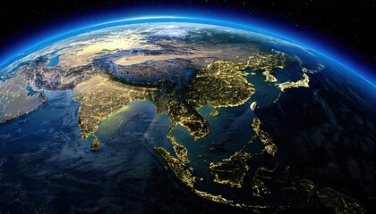 宇宙から見たアジア(ai生成画像）