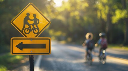 Safety signs are designed to enhance the safety of road users. This could be pedestrian crossing signs, speed reduction signs in school zones, or designated crossing signs for bicycles