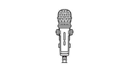 Microphone line art drawing style featuring classic retro studio mic