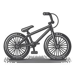 Fototapeta premium Vintage Hand-Drawn BMX Bike Illustration – Outdoor Adventure Engraved Style Vector for T-Shirts, Posters, Stickers, and Cycling Gear Apparel