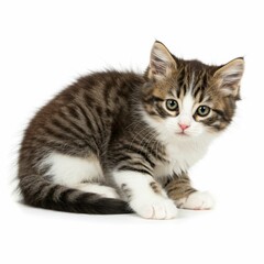 Charming Tabby Kitten with White Chest