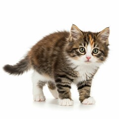 Fototapeta premium Heartwarming Tabby Kitten with Fluffy Fur in a Minimalist Shot