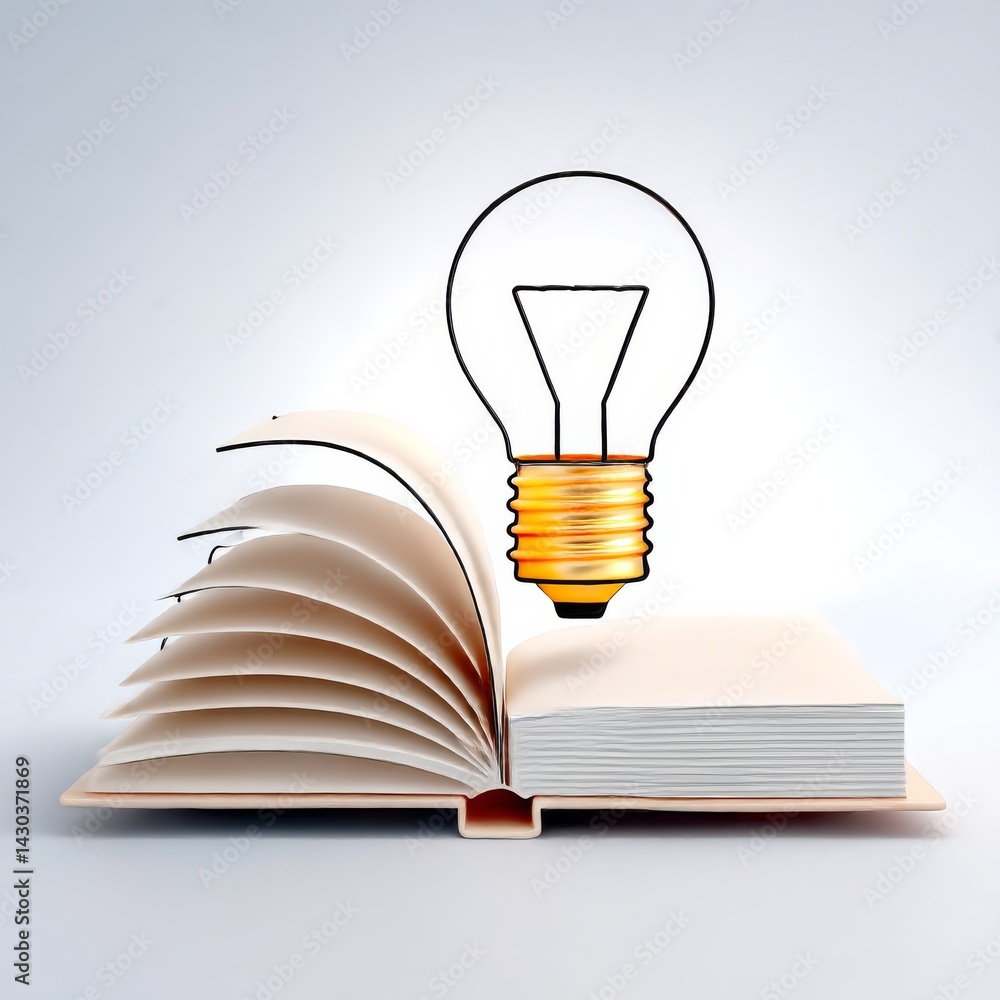 Poster Unlocking Creativity: An Open Book with a Symbolic Lightbulb Representing Inspiration and Innovative Thinking