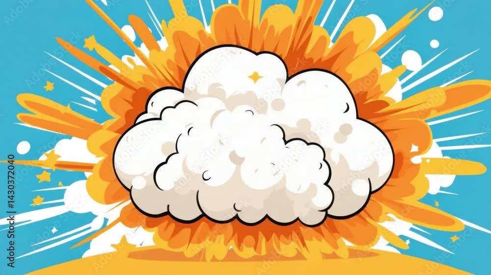 Poster colorful explosion with clouds and stars creating a dynamic visual effect for creative projects