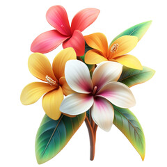 Fototapeta premium Vibrant tropical flowers bouquet with colorful background