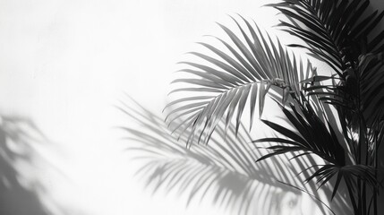 Palm Leaf Shadows on White Wall