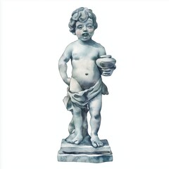 Manneken Pis. Manneken Pis hand drawn watercolor illustration