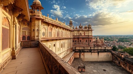 Fototapeta premium Majestic Mehrangarh Fort: A Panoramic View of Jodhpur, Rajasthan
