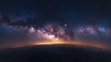 Panorama milky way galaxy with stars and space dust in the universe