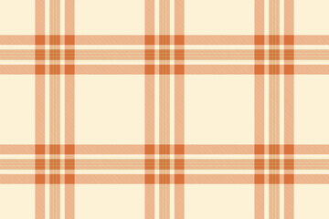 Arabic textile fabric background, comfortable seamless pattern texture. Dining room plaid tartan vector check in papaya whip and orange colors.