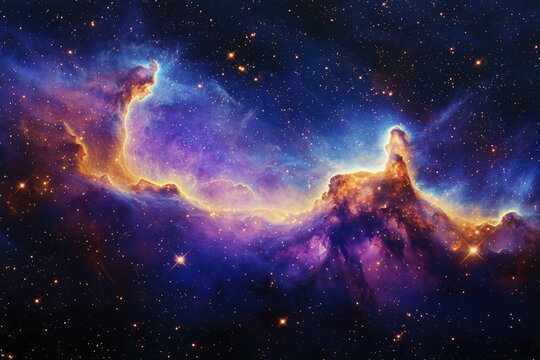 A breathtaking view of a cosmic nebula, showcasing vibrant colors and the ethereal beauty of the universe with countless of stars.