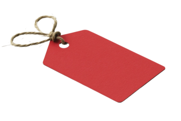 Blank Red Tag with String for Price Labeling or Gift Wrapping