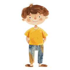 Fototapeta premium Standing boy with smile illustration children's character vector