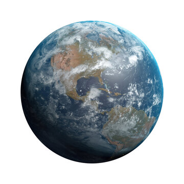 Planet Earth Globe full frame view from space uncropped isolated Americas alpha channel realistic 3D render highly detailed 6K