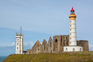 Lighthouse, abbey and semaphore tower of Saint-Mathieu, Finistere, Brittany