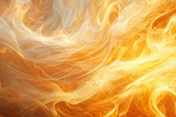 Fototapeta premium An abstract swirl of golden and white hues, resembling smoke or flowing energy in a dreamlike atmosphere.