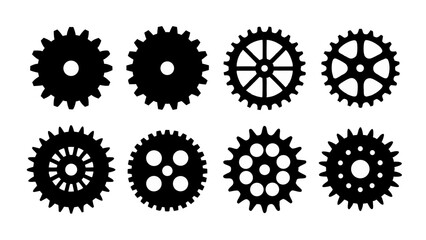 set of Gear wheel icon silhouette vector on white background