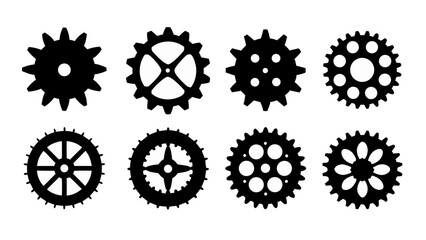 set of Gear wheel icon silhouette vector on white background