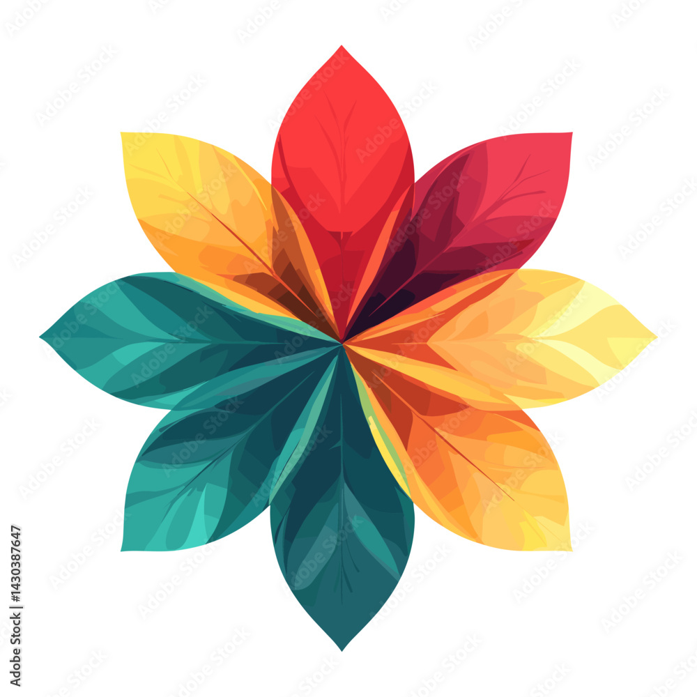 Poster flower element colorful pattern leaf vector