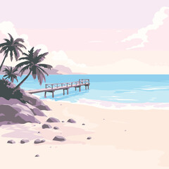 tropical beach with palm trees