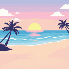 tropical beach with palm trees