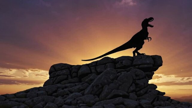 山脈で咆哮するティラノサウルス - Tyrannosaurus roaring in the mountains -