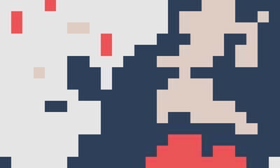 Abstract pixel art depicting a dynamic interplay of colors and forms.  Suggests movement, energy, or a technological process.
