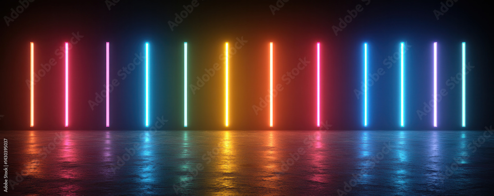 Poster a series of neon lights are lined up in a row, creating a colorful and vibrant display. the lights a
