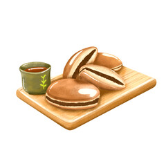 Chocolate pancake with green tea