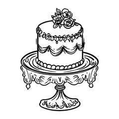 Hand drawn doodle individual cake dessert wedding elegant vector