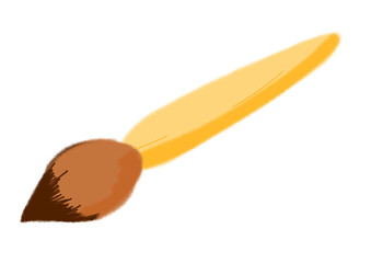 A vibrant crayon drawing of a paintbrush with colorful strokes, capturing a playful and artistic vibe, perfect for children’s creativity and art-themed designs.

