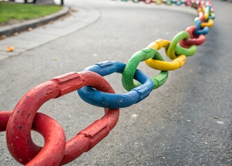 Naklejka premium conceptual chain forms circle with colorful links creating harmonious design