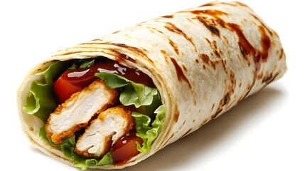 A Crispy Chicken Wrap With Fresh Lettuce Inside

