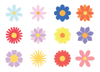 set of colorful flowers vector 