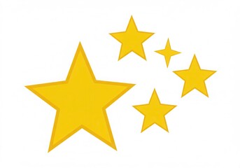 Obraz premium A collection of five pointed yellow stars isolated on white background