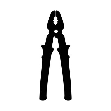 Pliers black silhouette isolated on transparent background