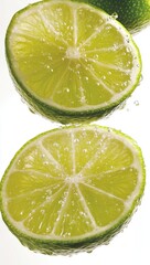 Fresh lime slices in motion
