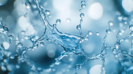 Blue Water Splash with Bokeh Background