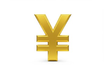 Obraz premium A shiny golden yen symbol displayed isolated on white background