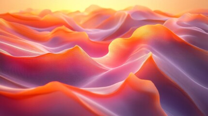 Obraz premium Abstract Orange Pink Sunset Waves Landscape