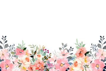 Watercolor flowers background vector for design.