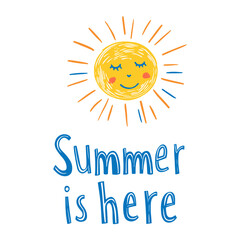 Fototapeta premium Summer here sun illustration vector