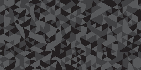 Fototapeta premium Abstract geometric black and gray background seamless mosaic and low polygon triangle texture wallpaper. Triangle shape retro wall grid pattern geometric ornament tile vector square element. 