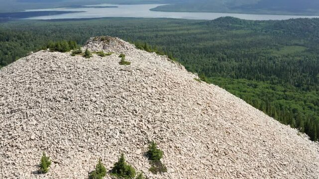 Southern Urals, Zyuratkul National Park: Golaya Sopka mountain. Aerial view.