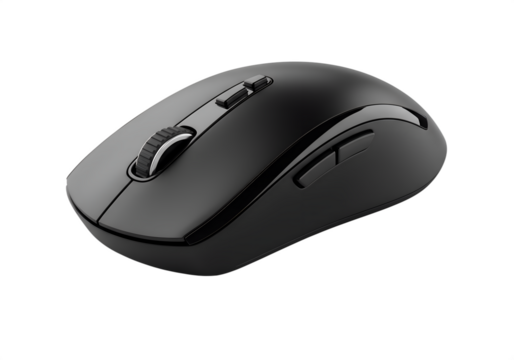 Black Wireless Mouse Isolated on White Background

