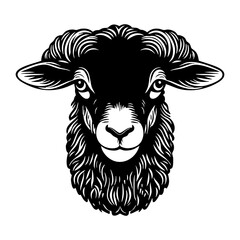 Lamb face linear illustration animal sheep vector