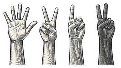 Vector Hand Silhouettes with Gestures and Signs – Transparent PNG for Logos, Illustrations, and Icons