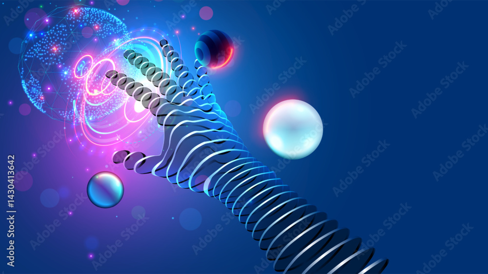 Aufkleber Abstract concept of VR or virtual reality. User hand reaches for VR interface in cyberspace or virtual reality simulation. VR simulation. Hand in cyberspace among hanging virtual interface elements.