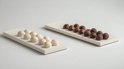 Delicious gourmet chocolate truffles selection white and dark chocolate sweets food rich candy treat