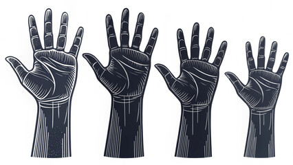 Obraz premium Vector Hand Silhouettes with Gestures and Signs – Transparent PNG for Logos, Illustrations, and Icons